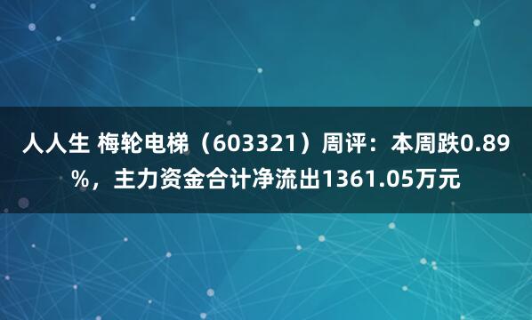 人人生 梅轮电梯（603321）周评：本周跌0.89%，主力资金合计净流出1361.05万元
