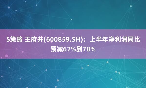 5策略 王府井(600859.SH)：上半年净利润同比预减67%到78%